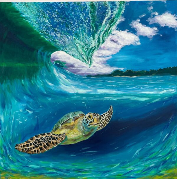 sea turtle painting, seascape