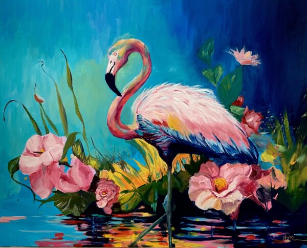 flamingo painting